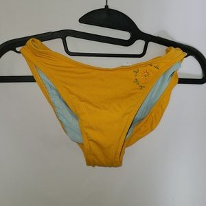 J.Crew Women's Floral Embroidered High Cut Bikini Bottom Size Medium Yellow NWOT